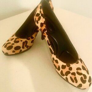 Calf-hair Leopard Pumps with Kitten Heel
